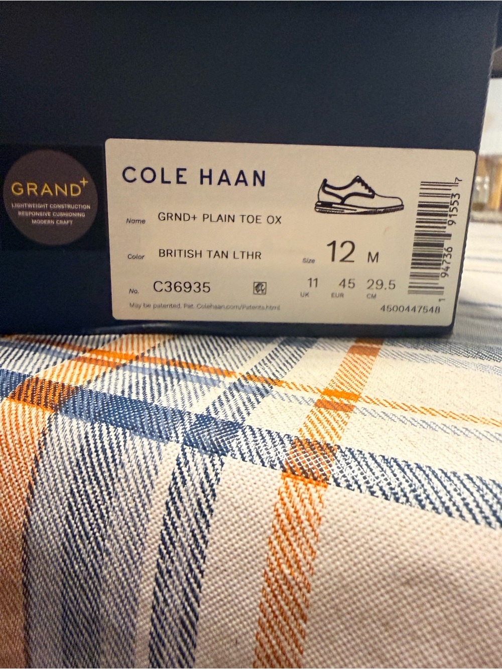 Cole Haan Grand Plus Men's Tan Leather Plain Toe Oxford - Picture 2 of 7